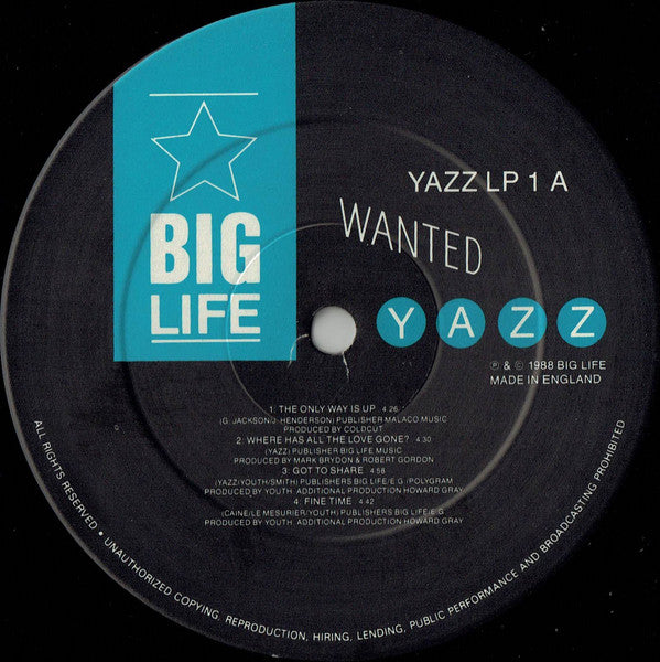 Yazz : Wanted (LP, Album, CBS)
