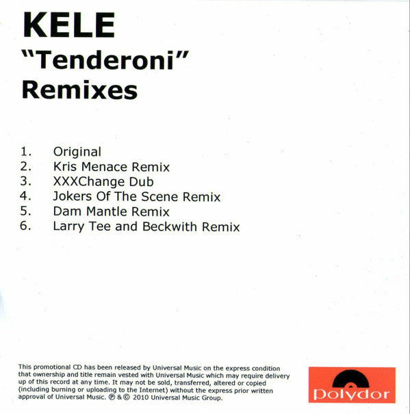 Kele Okereke : Tenderoni (Remixes) (CDr, Promo)