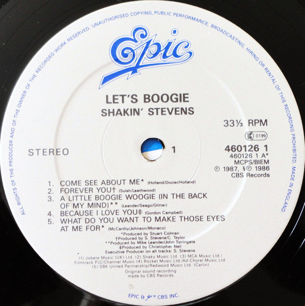 Shakin' Stevens : Let's Boogie (LP, Album)