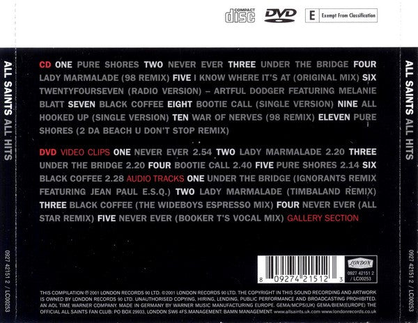 All Saints : All Hits (CD + DVD-V, PAL + Comp, Ltd, RE)