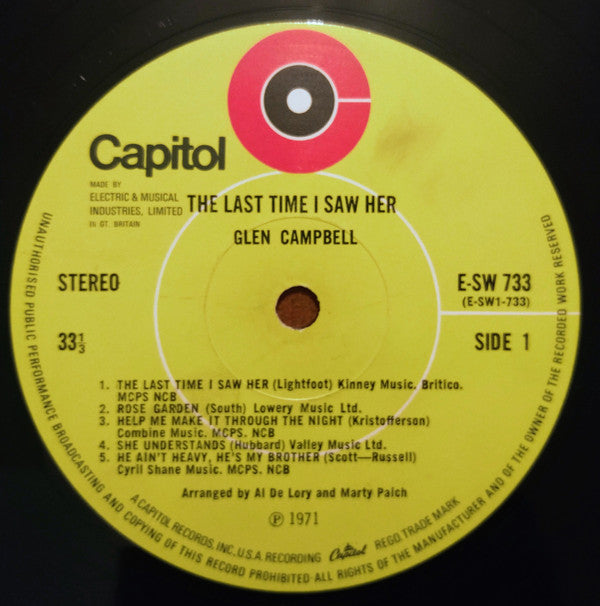 Glen Campbell : The Last Time I Saw Her (LP, Album)