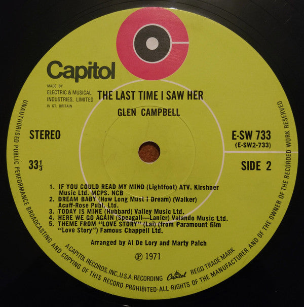 Glen Campbell : The Last Time I Saw Her (LP, Album)