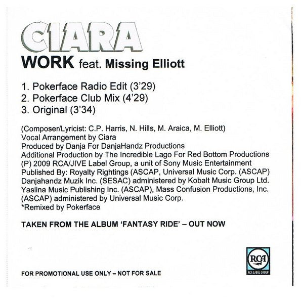 Ciara (2) Featuring Missy Elliott : Work (CDr, Promo)