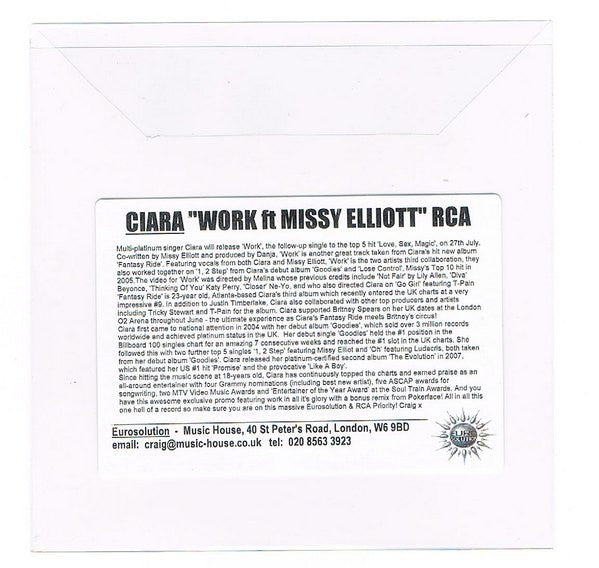 Ciara (2) Featuring Missy Elliott : Work (CDr, Promo)