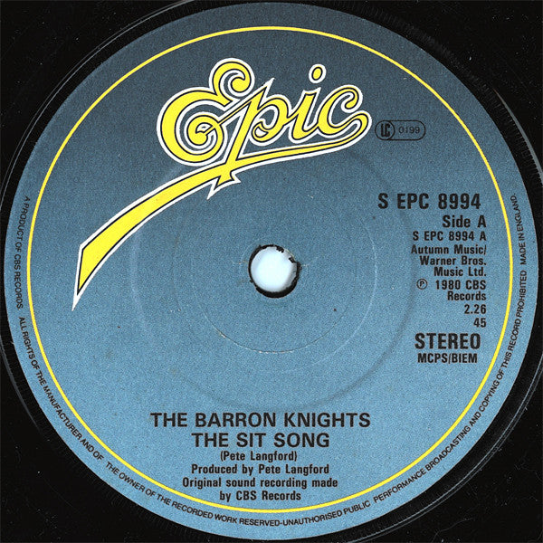 The Barron Knights : The Sit Song (7", Single, Pap)