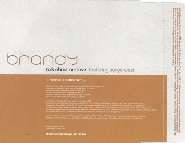 Brandy (2) featuring Kanye West : Talk About Our Love (CD, Single, Promo)