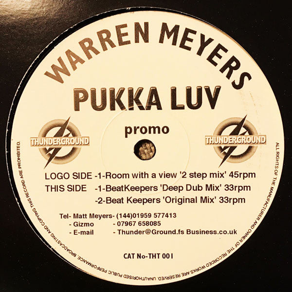 Warren Meyers : Pukka Luv (12", Promo)
