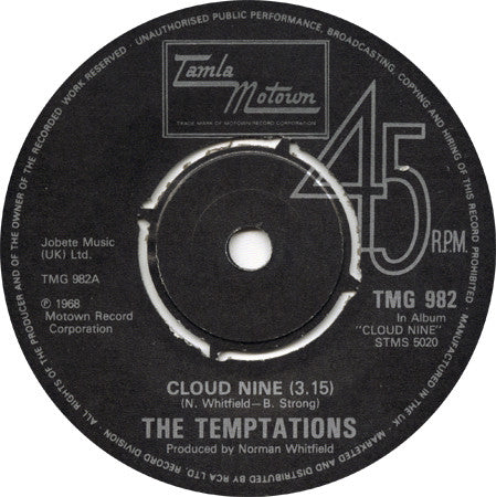 The Temptations : Cloud Nine / Psychedelic Shack (7", Single)