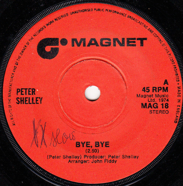 Peter Shelley : Bye, Bye (7", Sol)