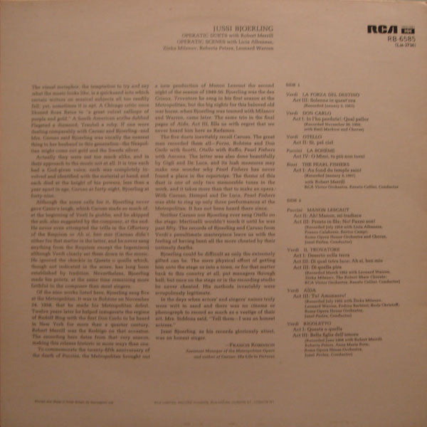 Jussi Björling With Robert Merrill : Operatic Duets (LP, Comp, Mono, RE)