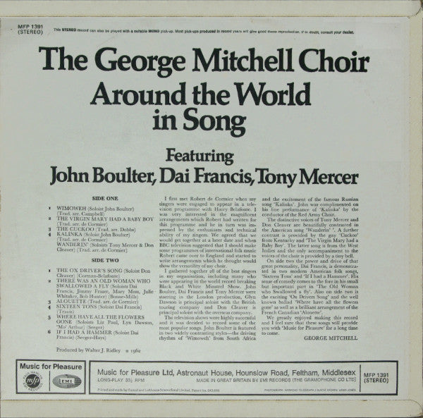 The George Mitchell Choir : Around The World In Song (LP, Album, RE)