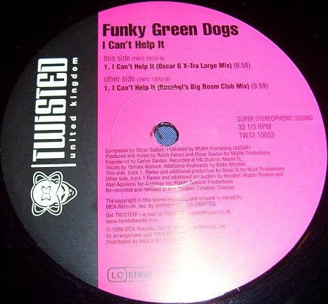 Funky Green Dogs : I Can't Help It (12", Promo)