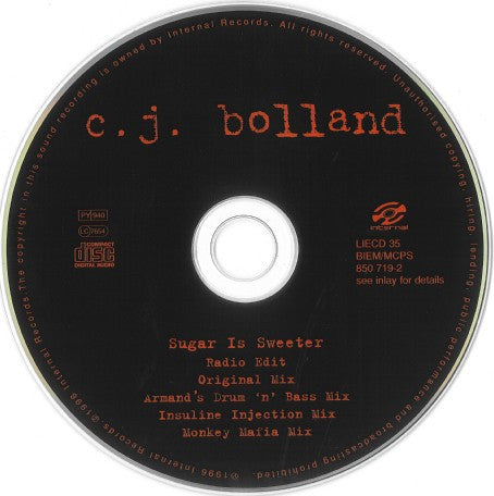 CJ Bolland : Sugar Is Sweeter (CD, Single)
