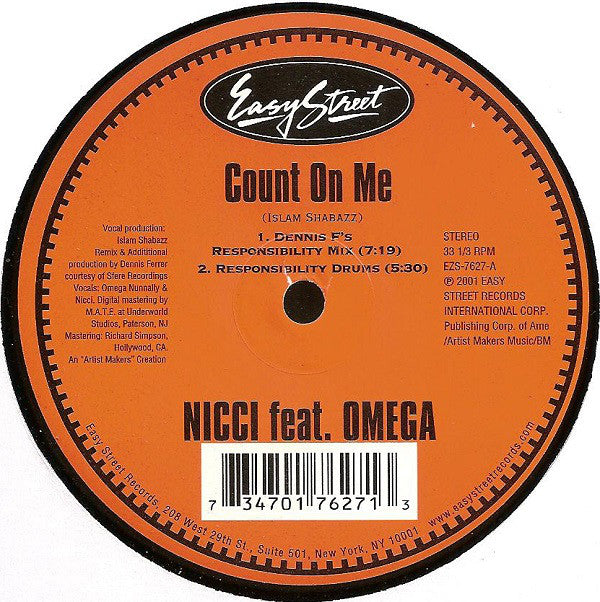 Nicci Feat.  Omega Nunnally : Count On Me (12")