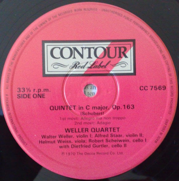 Franz Schubert / Weller-Quartett : String Quintet In C D 956, String QuartetNo. 12 In C Minor D 703 "Quartettsatz" (LP)