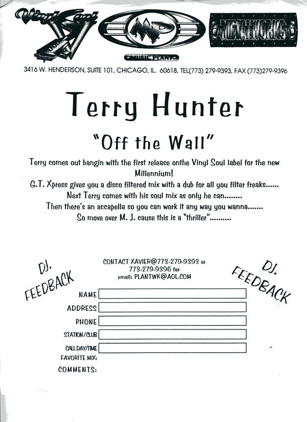 Terry Hunter : Off The Wall (12", W/Lbl)