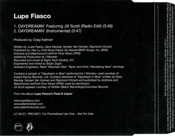 Lupe Fiasco Featuring Jill Scott : Daydreamin' (CD, Single, Promo)