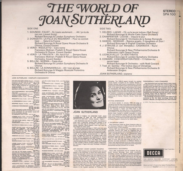 Joan Sutherland : The World Of Joan Sutherland (LP, Comp)