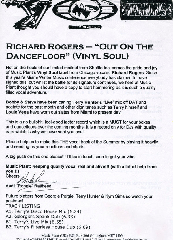 Richard Rogers : On The Dancefloor (12", W/Lbl)