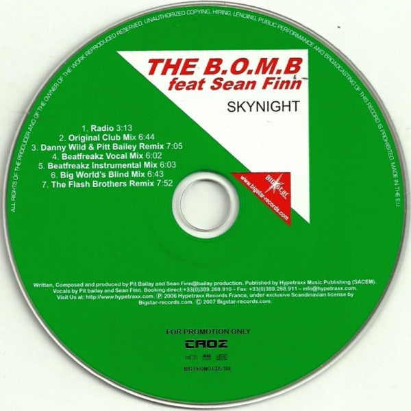 The B.O.M.B. Feat Sean Finn : Skynight (CD, Maxi, Promo)