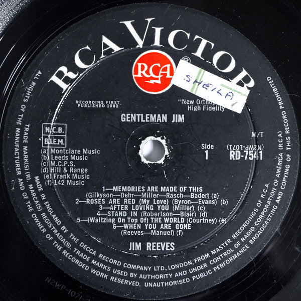 Jim Reeves : Gentleman Jim (LP, Album, Mono)
