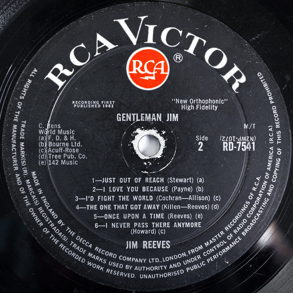 Jim Reeves : Gentleman Jim (LP, Album, Mono)