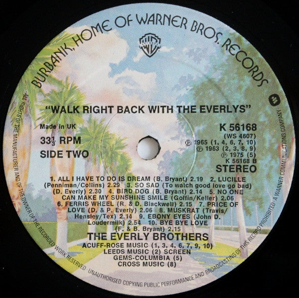 Everly Brothers : Walk Right Back With The Everlys (20 Golden Hits) (LP, Comp)