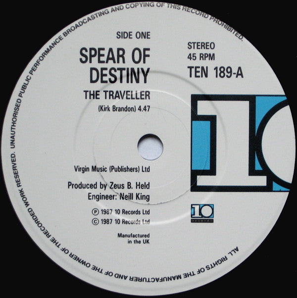 Spear Of Destiny : The Traveller (7", Single, Ltd + Box)
