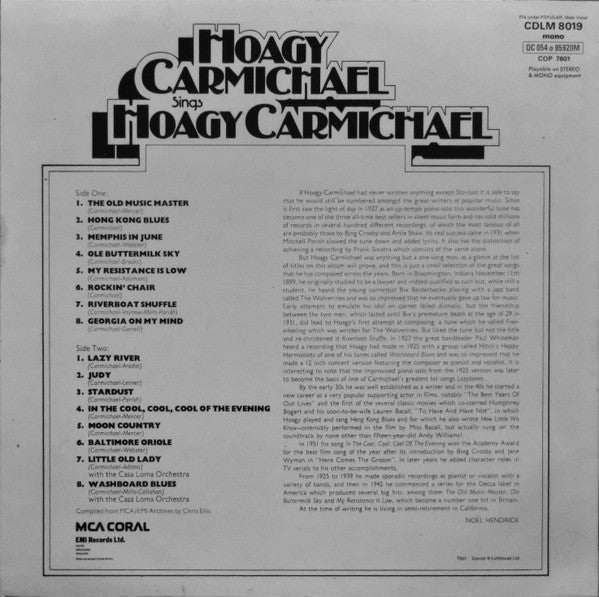 Hoagy Carmichael : Hoagy Carmichael Sings Hoagy Carmichael (LP, Comp, Mono)