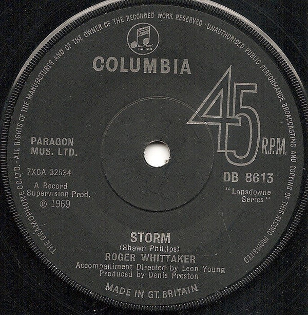 Roger Whittaker : Durham Town (The Leavin') (7", Sol)