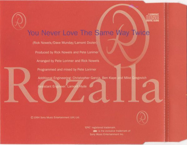 Rozalla : You Never Love The Same Way Twice (CD, Single, Promo)