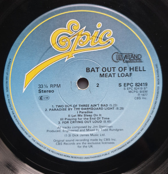 Meat Loaf : Bat Out Of Hell (LP, Album, RP)