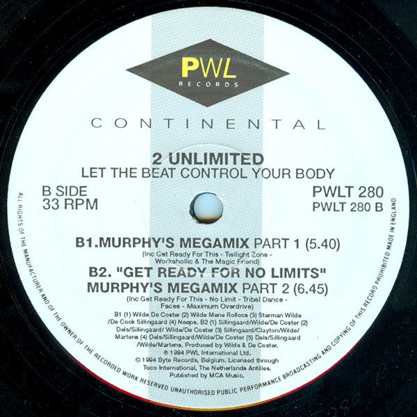 2 Unlimited : Let The Beat Control Your Body (12")