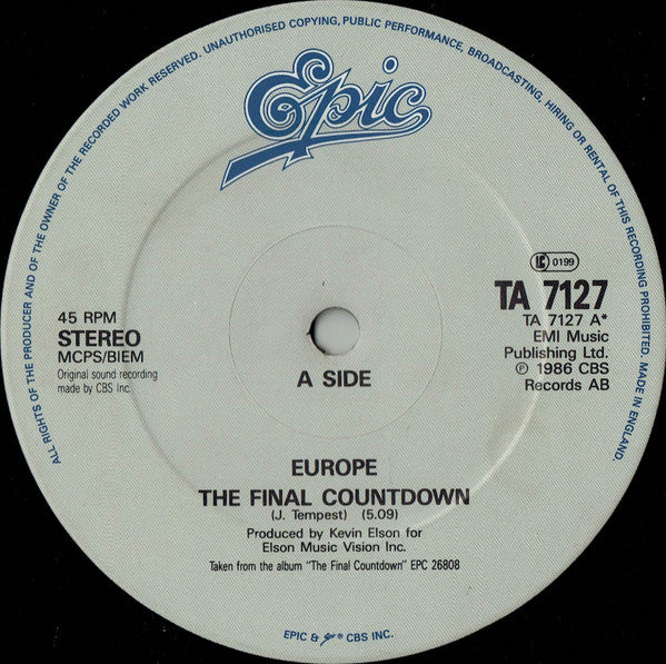 Europe (2) : The Final Countdown (12", Single)