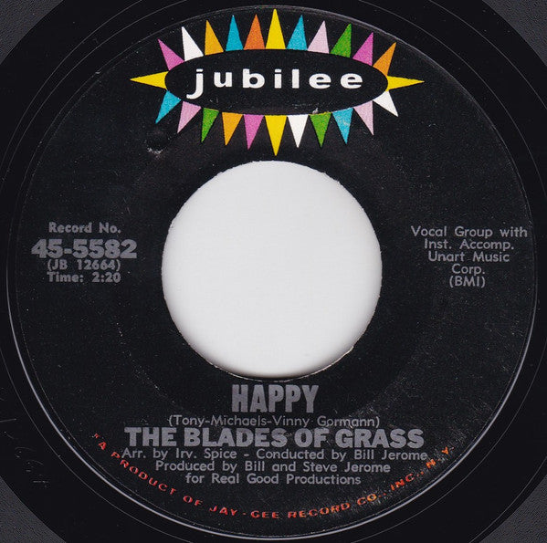 The Blades Of Grass : Happy / That's What A Boy Likes (7", Mon)