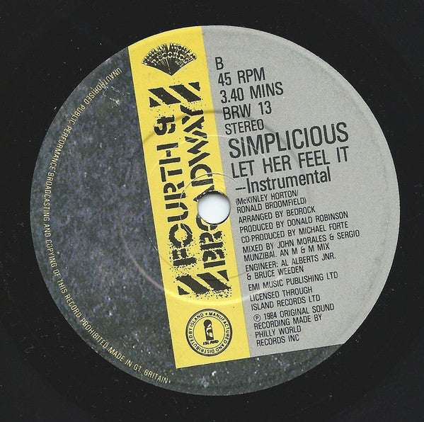 Simplicious : Let Her Feel It (7", Single)