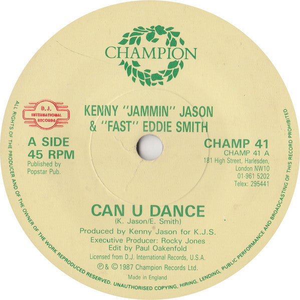 Kenny "Jammin" Jason & "Fast" Eddie Smith : Can U Dance (7", Single)