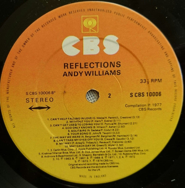 Andy Williams : Reflections (LP, Album, Comp)