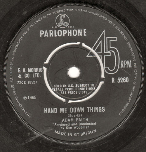 Adam Faith : Hand Me Down Things (7", Single)