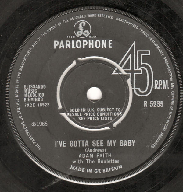 Adam Faith : Stop Feeling Sorry For Yourself (7", Single)