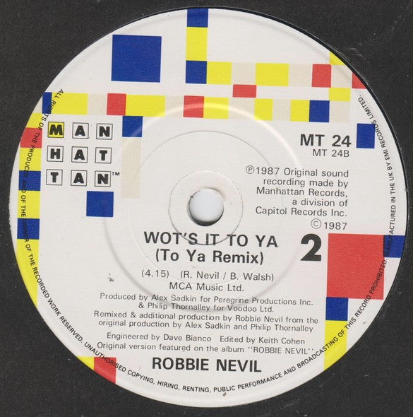 Robbie Nevil : Wot's It To Ya (7", Single)