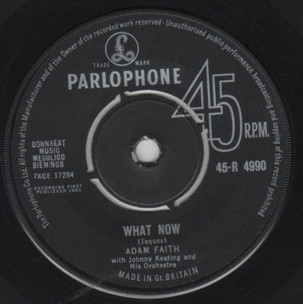 Adam Faith : What Now (7", Single)