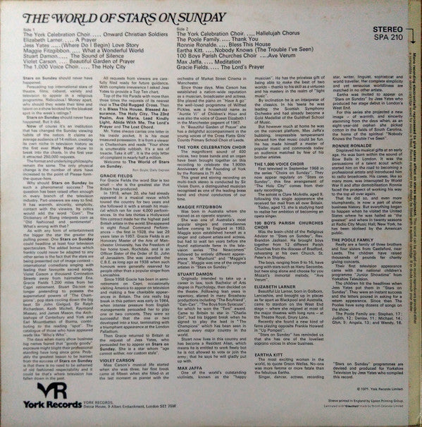 Various : The World Of Stars On Sunday (LP, Comp)