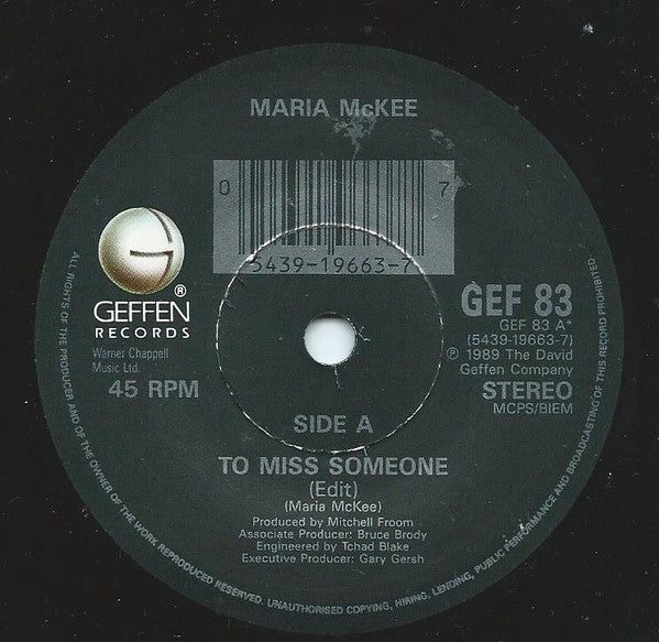 Maria McKee : To Miss Someone (7")