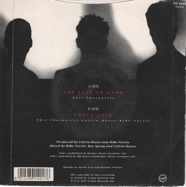 Johnny Hates Jazz : The Last To Know (7", Single)