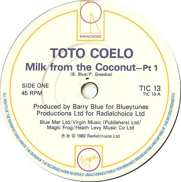 Toto Coelo : Milk From The Coconut (7")