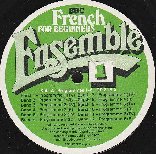 No Artist : Ensemble 1 French For Beginners (LP, Mono)