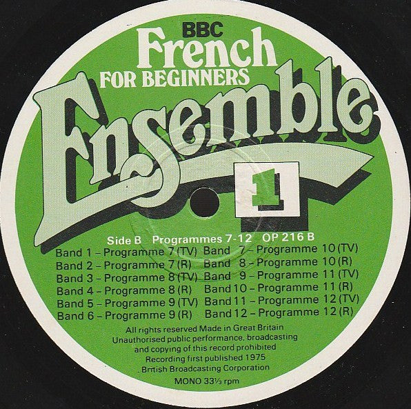 No Artist : Ensemble 1 French For Beginners (LP, Mono)