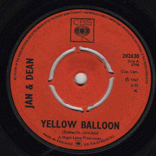 Jan & Dean : Yellow Balloon (7", Single)