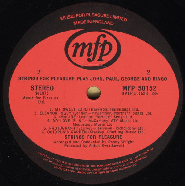 Strings For Pleasure : Play The Music Of John, Paul, George And Ringo (LP)